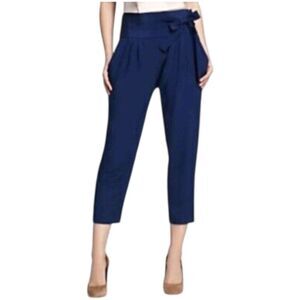Diane Von Furstenburg Elegant Navy Blue Keaka Tapered Belted Pants 6